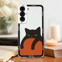 Capa para Samsung Galaxy S25 com motivo de gato Capa de plástico para telemóvel Capa protetora para telefone Com moldura à volta da câmara 8