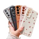 Capa para Samsung Galaxy S26 com motivo de cerejas Capa de silicone com proteção para a câmara Capa protetora para telemóvel Samsung S26 26