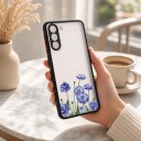 Capa para Samsung Galaxy S26 com motivo de flores Painel traseiro fosco Material PC e TPU Moldura protetora da câmara Capa de telemóvel 14