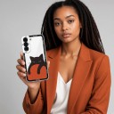 Capa para Samsung Galaxy S26+ Com motivo de gato Capa de plástico para telemóvel Estojo protetor para telefone Com moldura à volta da câmara 12