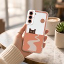 Capa para Samsung Galaxy S26+ Com motivo de gato Capa de plástico para telemóvel Estojo protetor para telefone Com moldura à volta da câmara 15