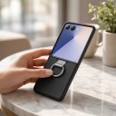 Capa para Samsung Galaxy Z Flip 3 Capa de plástico resistente a impactos Anel para dedo na dobradiça Capa de duas peças 9