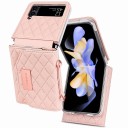 Capa para Samsung Galaxy Z Flip 8 Bolsa com carteira Alça de ombro Couro sintético e plástico Padrão acolchoado Capa crossbody para telemóvel 8