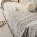 Capa para Sofá Motiv Padrão de Espinha de Peixe 180 x 230 cm Padrão de Chenille com Franjinhas Antiderrapante e Lavável Proteção para Sofá para Todas as Estações 10