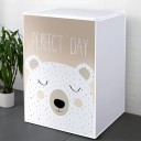 Capa protetora à prova de água para máquina de lavar de carga superior 86 x 62 x 55 cm Motivo urso Zíper na parte superior e frontal Capa branca 4