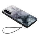 Capa protetora com textura de mármore para Samsung Galaxy A57 Extra fina Alça de mão destacável Estrutura resistente em TPU Fosca 5