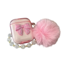 Capa protetora de cristal encantadora com laço e pendente para Airpods Pro 3, estojo com bola peluda para proteção estilosa 3