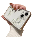 Capa protetora transparente para iPhone 15 Pro Max, ramos brancos em flor 3