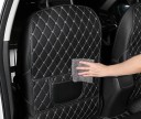 Capa protetora traseira de banco de carro 75,7×43,7 cm com bolsos impermeável protetor contra sujidade e manchas organizador preto 4