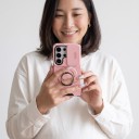Capa resistente para Samsung Galaxy S26+ com suporte redondo dobrável e tampa deslizante para a câmara em policarbonato e TPU 7
