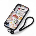 Capa transparente com alça para pulso Samsung Galaxy A25 Resistente Design de gatos com novelos Bordas pretas Proteção da câmara Capa para telemóvel 2