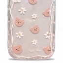 Capa transparente para Samsung Galaxy A16 5G com motivo de ursinhos e flores brancas Corrente de pérolas com corações Borda ondulada Proteção da câmara 5