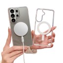 Capa transparente para Samsung Galaxy A35 com círculo de ímanes na parte de trás Rameira elevada à volta da câmara Capa transparente para carregamento sem fios 4