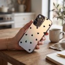 Capa ultra fina para Samsung Galaxy A16 5G Superfície mate Design de corações Cinza com corações pretos Proteção da câmara Para o dia a dia 4