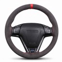 Capa universal para volante para costura manual 37 cm Camurça sintética macia com faixa central colorida Agulha e linha para carro 4