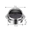 Capac rotund pentru ventilator 150 mm 19x5x14,5 cm Oțel inoxidabil Grilaj de ventilație rezistent la apă Orificiu de evacuare montat pe perete 6