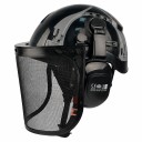 Capacete de segurança florestal com rede metálica para o rosto e protetores auriculares Tamanho 53 a 63 cm Casco ABS Suspensão de seis pontos 4