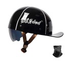Capacete retro de moto meio com viseira com proteção solar interna retrátil e lenço Tamanho 2XL 63-64 cm 2