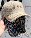 Cappellino da donna con motivo e scritta Love Lettere decorative con strass Catena dorata sul visiera Cotone Circonferenza testa 56 fino 5