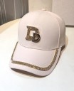 Cappellino da donna con strass sul bordo della visiera Applicazione metallica con strass sulla parte anteriore Cappellino in cotone 4