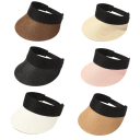 Cappello a visiera pieghevole in paglia per donne 56–58 cm Cappello estivo arrotolabile con protezione UV Visiera larga Parte superiore vuota Da viaggio Traspirante 2