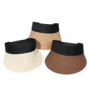 Cappello a visiera pieghevole in paglia per donne 56–58 cm Cappello estivo arrotolabile con protezione UV Visiera larga Parte superiore vuota Da viaggio Traspirante 11