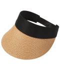 Cappello a visiera pieghevole in paglia per donne 56–58 cm Cappello estivo arrotolabile con protezione UV Visiera larga Parte superiore vuota 4