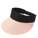 Cappello a visiera pieghevole in paglia per donne 56–58 cm Cappello estivo arrotolabile con protezione UV Visiera larga Parte superiore vuota 3