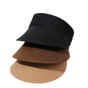 Cappello a visiera pieghevole in paglia per donne 56–58 cm Cappello estivo arrotolabile con protezione UV Visiera larga Parte superiore vuota 12