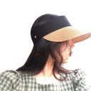 Cappello a visiera pieghevole in paglia per donne 56–58 cm Cappello estivo arrotolabile con protezione UV Visiera larga Parte superiore vuota 15