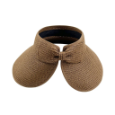 Cappello da sole estivo pieghevole in paglia per donna 54–58 cm Visiera larga con fiocco Protezione UV Cappello da spiaggia Senza parte superiore Primavera Estate Adulto 18