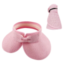 Cappello da sole estivo pieghevole in paglia per donna 54–58 cm Visiera larga con fiocco Protezione UV Cappello da spiaggia Senza parte superiore Primavera Estate Adulto 8