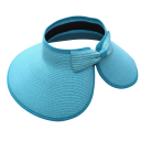 Cappello da sole estivo pieghevole in paglia per donna 54–58 cm Visiera larga con fiocco Protezione UV Cappello da spiaggia Senza parte superiore Primavera Estate Adulto 10