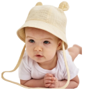 Cappello di cotone per bambini con orecchie e lacci Circonferenza testa 35–39 cm Visiera 27 cm Profondità 11 cm Cappello per neonati 3–12 1