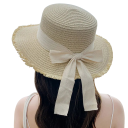 Cappello di paglia per donne 55–58 cm Paglia poliestere Con fiocco Cappello estivo leggero contro il sole Accessorio elegante 2