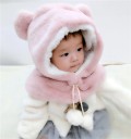 Cappello e scaldacollo in peluche invernale per bambini J868 2