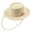 Cappello estivo di paglia per donne 56–58 cm Cappello da sole elegante con nastro Cappello da spiaggia da viaggio Protezione solare 10