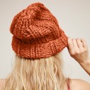 Cappello in lana lavorato a maglia per donna Lavorazione a costine grossa Ampio risvolto Vestibilità comoda con cima leggermente 12