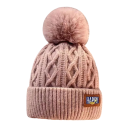 Cappello in maglia invernale da donna con pompon 56–60 cm Cappello caldo in pile lavorato a uncinetto Acrilico Poliestere Pelliccia sintetica Cappello elegante monocolore 4