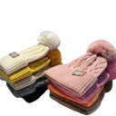 Cappello in maglia invernale da donna con pompon 56–60 cm Cappello caldo in pile lavorato a uncinetto Acrilico Poliestere Pelliccia sintetica Cappello elegante monocolore 11