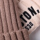 Cappello in maglia invernale per bambini Boston 16,5 × 21 cm 1–3 anni Cappellino caldo in poliestere con ricamo Cappello invernale morbido 3