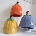 Cappello invernale lavorato a maglia per bambini a forma di zucca Circonferenza 42–50 cm 6 mesi–3 anni Cappellino in acrilico con picciolo 2