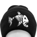 Cappello invernale nero con stampa di pesce 4