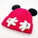 Cappello invernale per bambini con orecchie da topo e mani 3D Età 2–8 anni Cappello caldo in acrilico Stile animato Cappello invernale per bambini 7