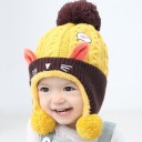 Cappello invernale per bambini con pompon e orecchie J865 1