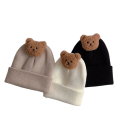 Cappello invernale per neonati Circonferenza testa 42–46 cm 0–12 mesi Cappellino caldo in poliestere con orsetto 3D Cappello invernale morbido 1