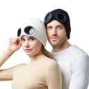 Cappello lavorato a maglia antivento con occhiali sul bordo Unisex cappello caldo per ciclismo e sci Cappello sportivo multifunzionale autunnale e invernale 3