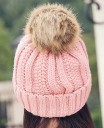 Cappello lavorato a maglia da donna con pompon J2803 5