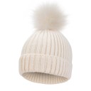 Cappello lavorato a maglia per bambini 1-3 anni Circonferenza fino a 60 cm A coste elastico Pompon grande Poliestere Cappellino invernale 6