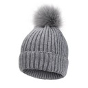 Cappello lavorato a maglia per bambini 1-3 anni Circonferenza fino a 60 cm A coste elastico Pompon grande Poliestere Cappellino invernale 4